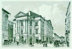 Prague Opera: Estates Theatre, formerly also called J. K. Tyl Theatre - historical engraving